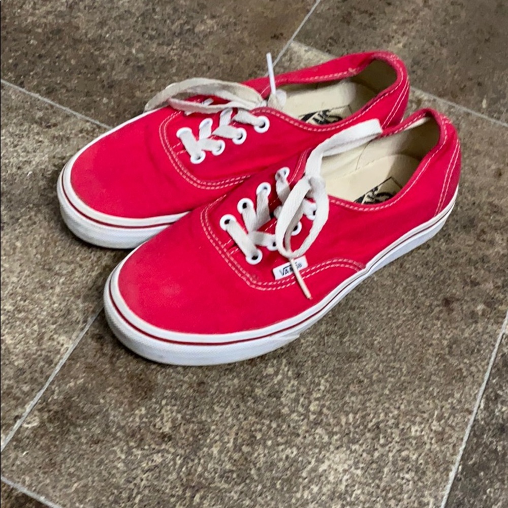 Women VANS red sneaker size 7 girls lace shoe